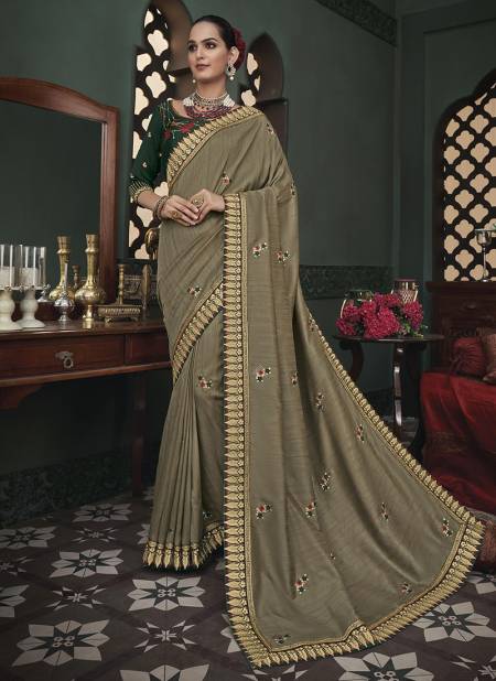 Brown And Beige Colour BK Vanya 3100 Fancy Latest Designer Festive Wear Heavy Satin Saree Collection 3118
